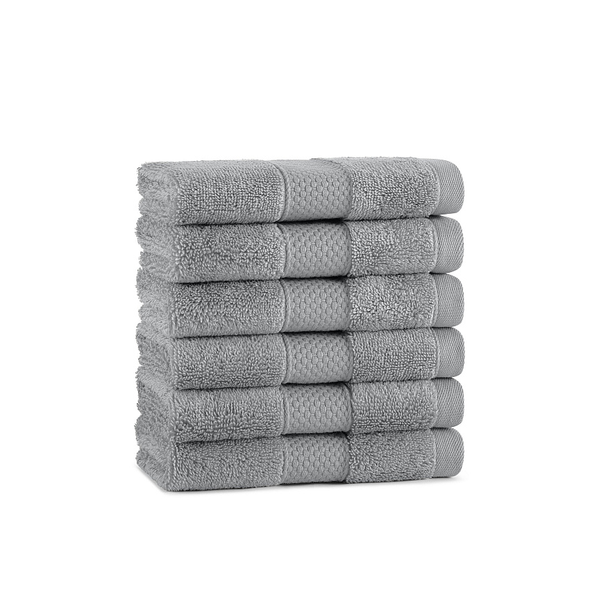 Aston & Arden Egyptian Cotton Washcloth 13x13 Dark Grey - Pack Of 6 (WC-EGYP1313-1.75-DGY)