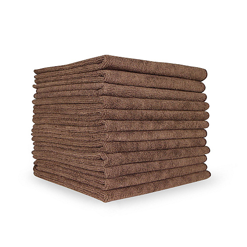 Smart Choice Microfiber Cloths 16x16 49gm Brown, Pack Of 12 (PNP915100BR)