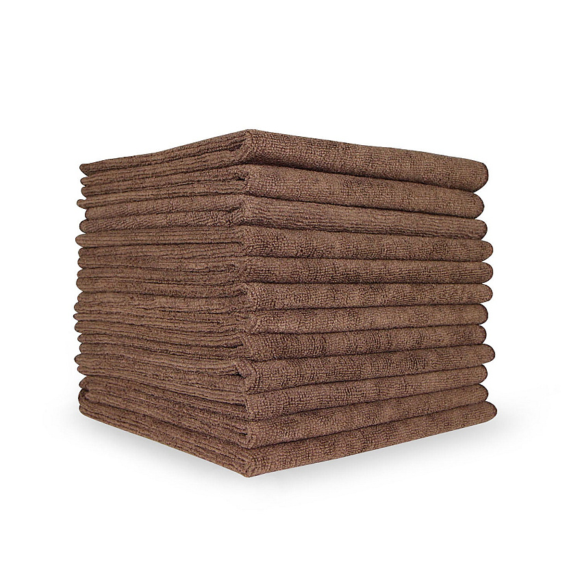 Smart Choice Microfiber Cloths 16x16 49gm Brown, Pack Of 12 (PNP915100BR)