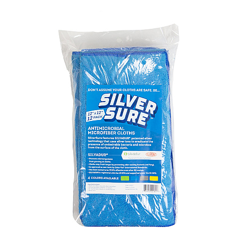 Silversure Anti-microbial Cleaning Cloth 12x12 Blue, Case Of 240 (M915SLV-BL)