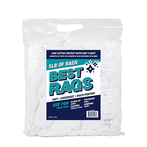 W43 T-shirt Cleaning Rags White New - Case Of 8 Bags (N2-W43-5BG-CS)