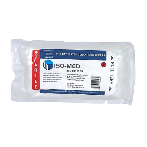 Sterile Iso-med Plus Pre-sat Wipes, 70% Ipa / 30% Di Water , Pack Of 50 (ISO-0911SPS)