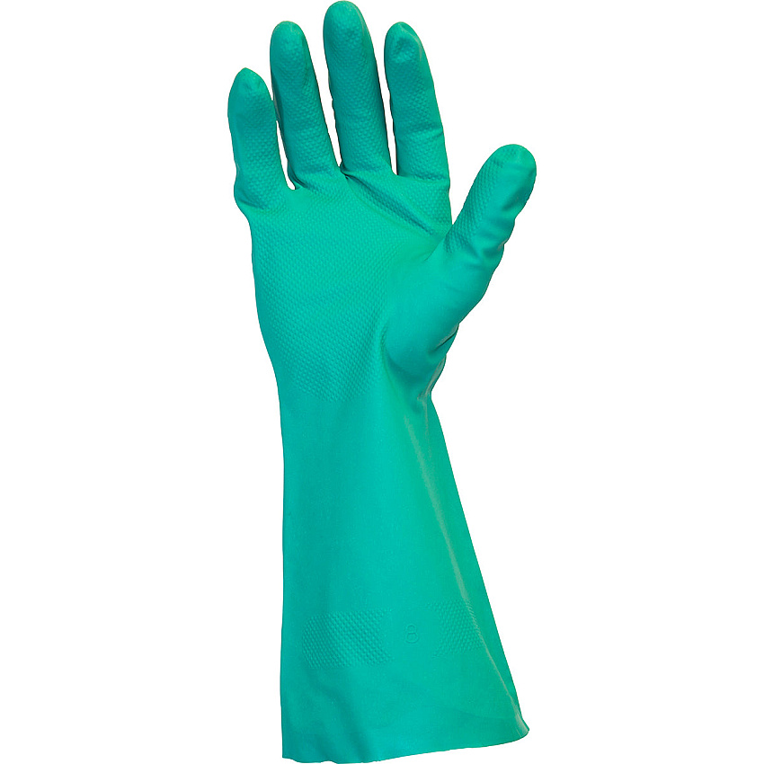 Safety Zone Nitrile Flock Lined 15 Mil Gloves Green Small, 12 Pairs (GNGF-SM-15)