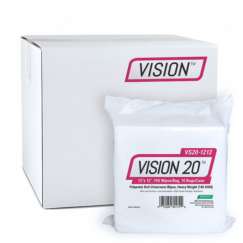 Poly Cleanroom Wipes 12x12 Hw 140gsm Polyknit 100 Bag 10bag Cs, Case Of 1000 (VS20-1212)