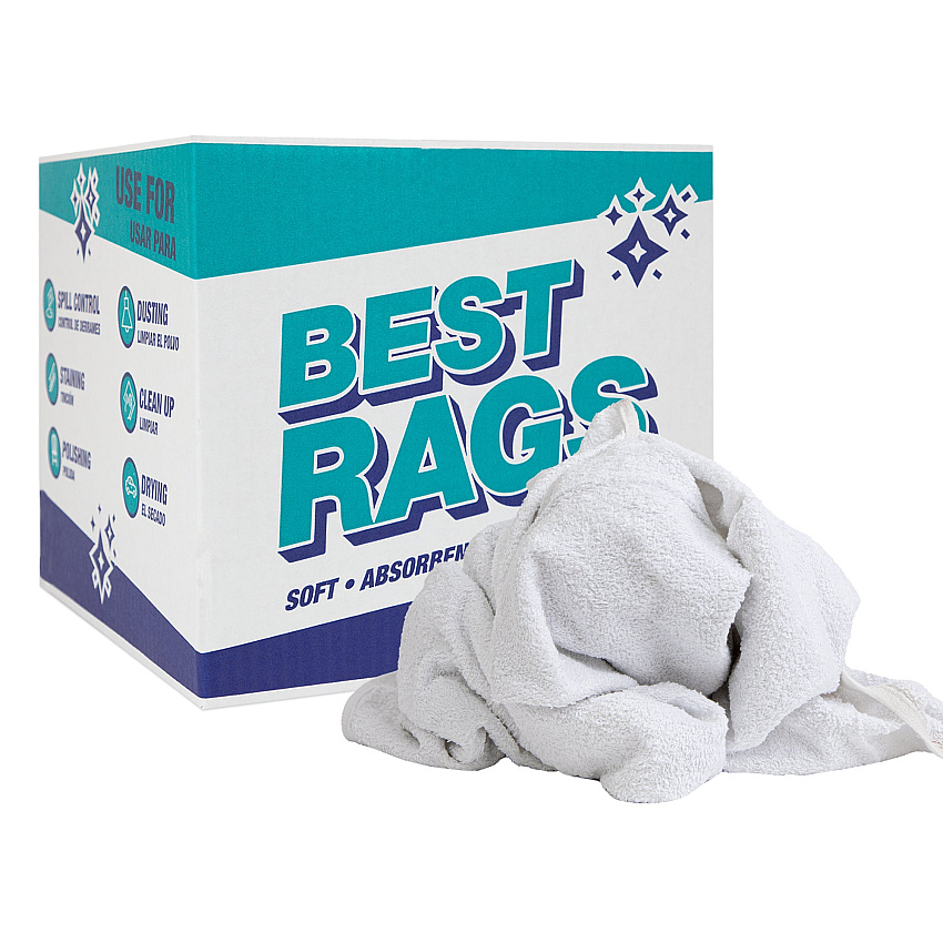 W54 Hand Towel Size Terry Wipers White - 10lb Box (N-W54-10)