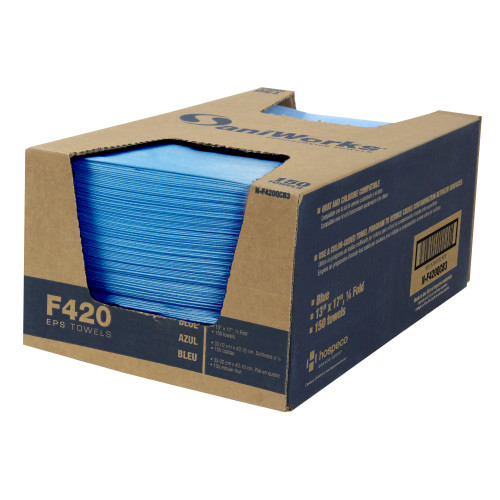 Saniworks Eps Towels, Blue, 13x17, 1/4 Fold - Case Of 150 (N-F420QCB3)