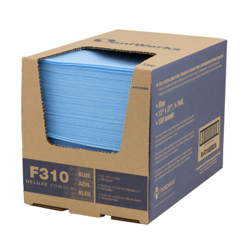 Saniworks Deluxe Towels, Poly/rayon, Blue, 13x21, 1/4 Fold - Case Of 100 (N-F310QCB2A)
