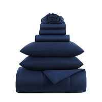 Family Essentials Bed In Bag 7pc Set - Queen - Navy - 1 Set (P-BIAB-FQ-NV)
