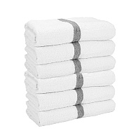 Power Gym Bath Towel 22x44 Gray Stripe, Case Of 60 (PWR-2244-6GYCS-CS)