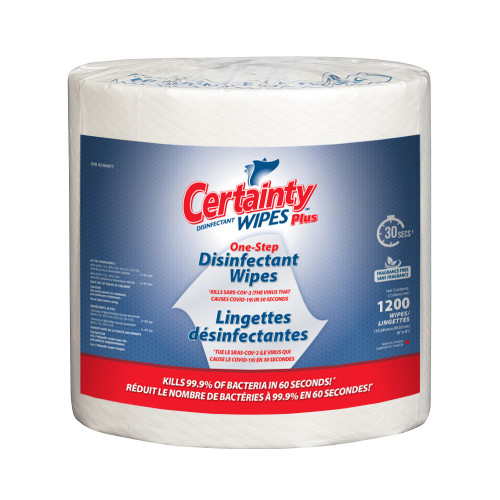 Certainty Plus Disinfectant Wipes Large Roll, 8”x6”, 1200 Wipes/roll - Case Of 2 Rolls (91200)