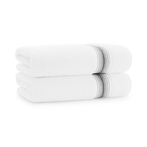 Aston & Arden Turkish Striped Bath Towel 30x60 Pewter - Pack Of 2 (BT-STT-3060-18-PTR)