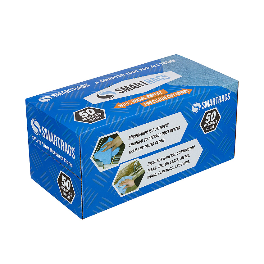 Smart Rags Microfiber Cloths 12x12 Blue, Case Of 400 (M950B)
