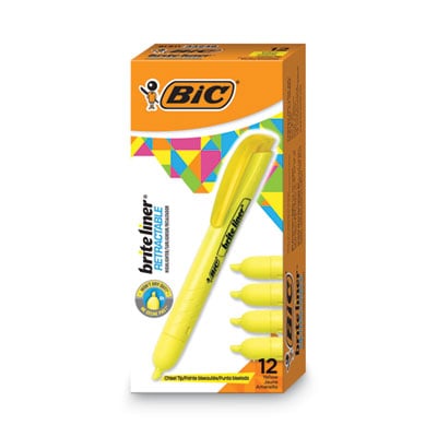 BIC Brite Liner Retractable Highlighter, Chisel Tip, Fluorescent