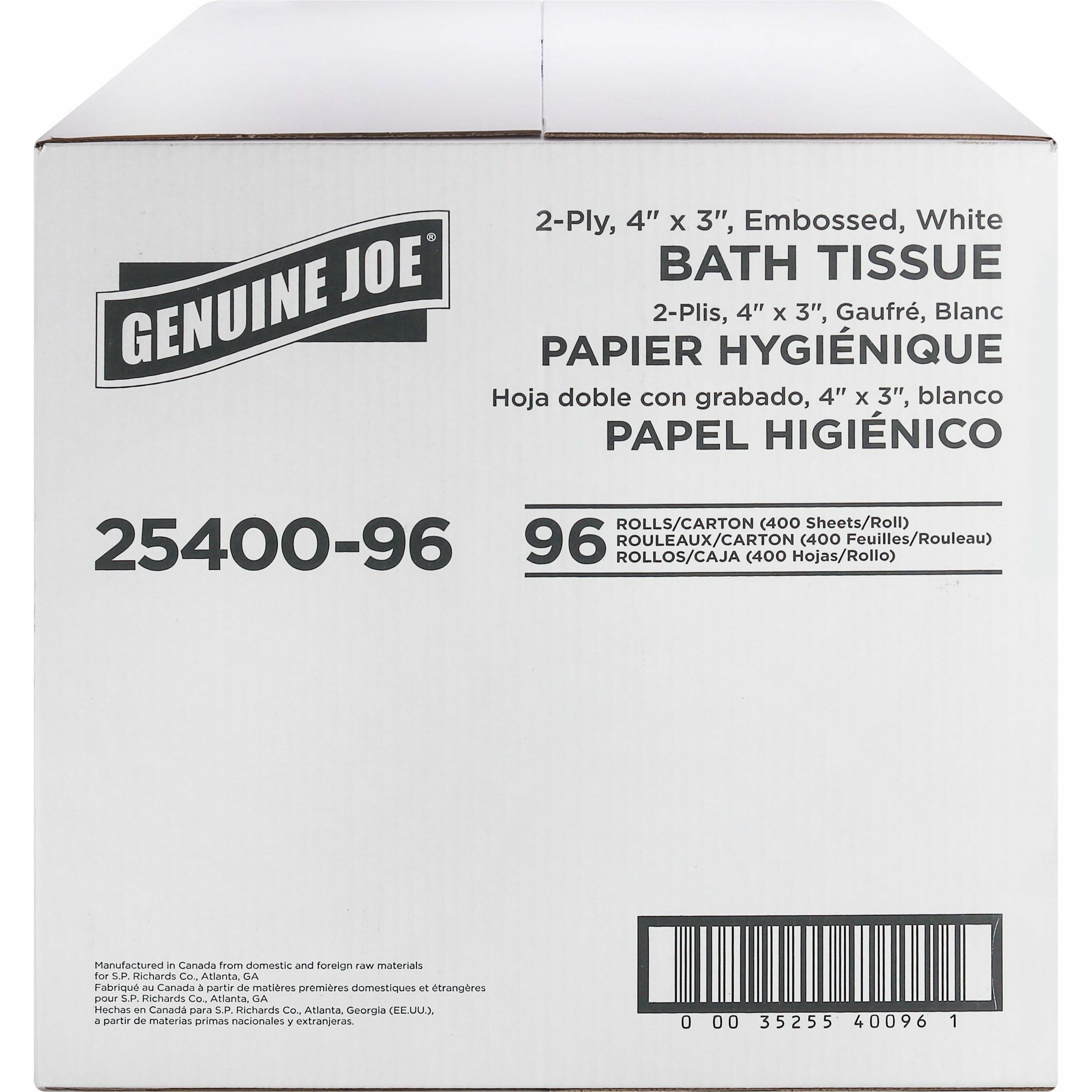 Genuine Joe 2540096 Standard Toilet Paper, 2-Ply, 400 Sheets, 96 Rolls