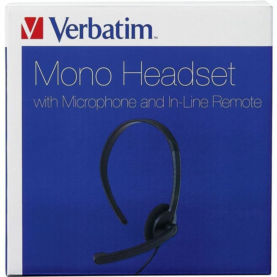 Verbatim Mono Headset with Microphone and In-Line Remote (70722