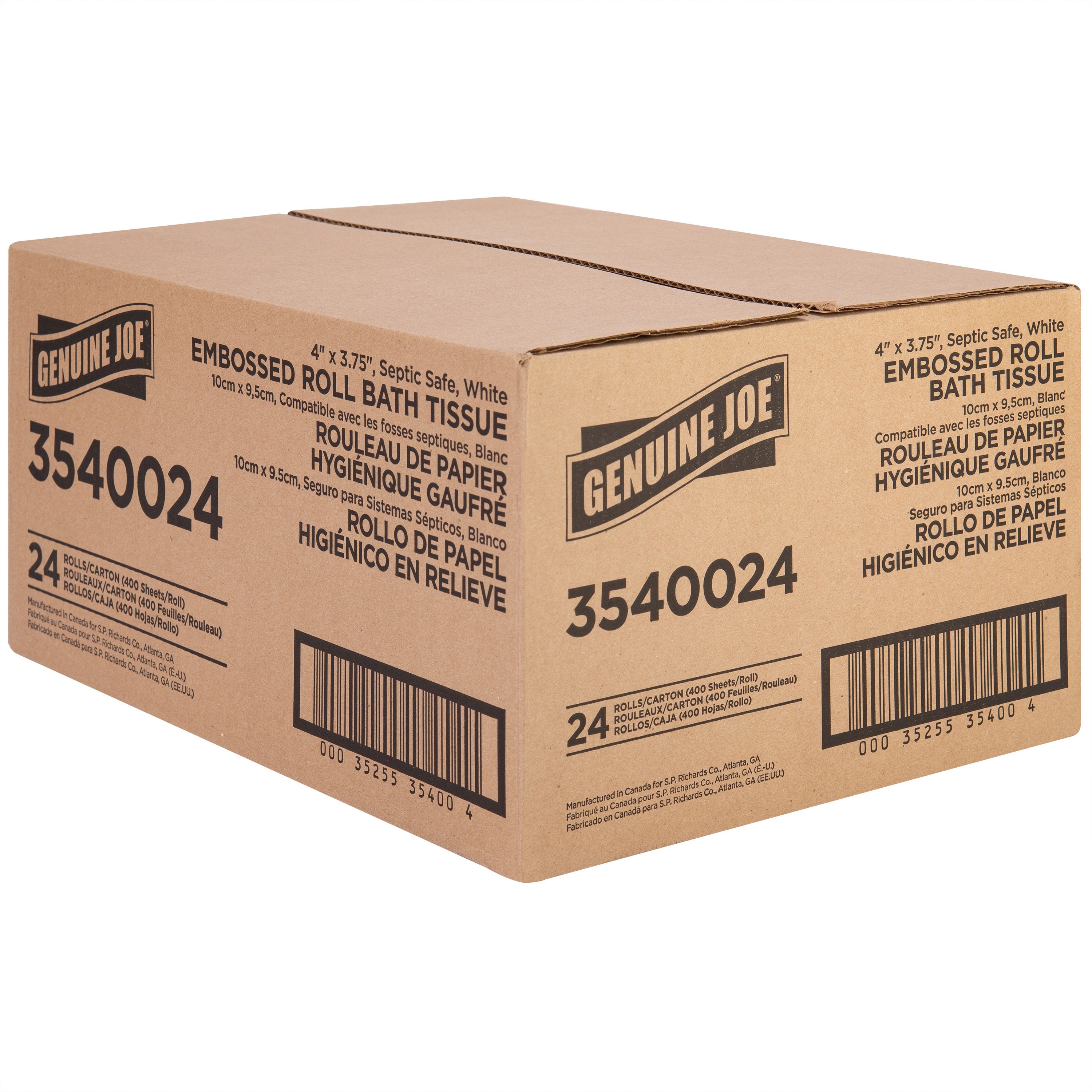 Genuine Joe 3540024 Standard Toilet Paper, 2-Ply, 400 Sheets, 24 Rolls