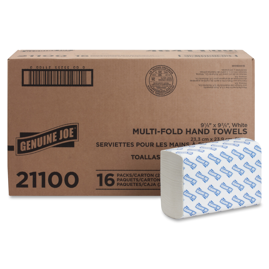 Genuine Joe GJO21100 Multifold Paper Towels, 250 Towel Packs, 16 Packs