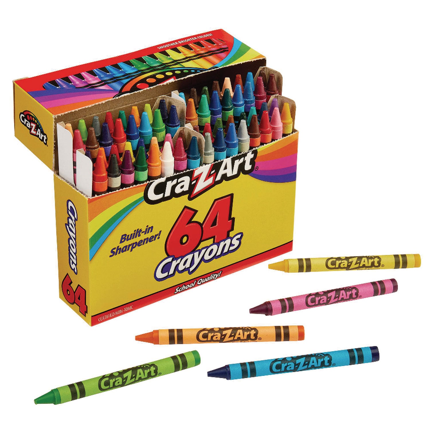 Cra-Z-Art Crayons, 64 Assorted Colors, 64/Pack (10202WM16