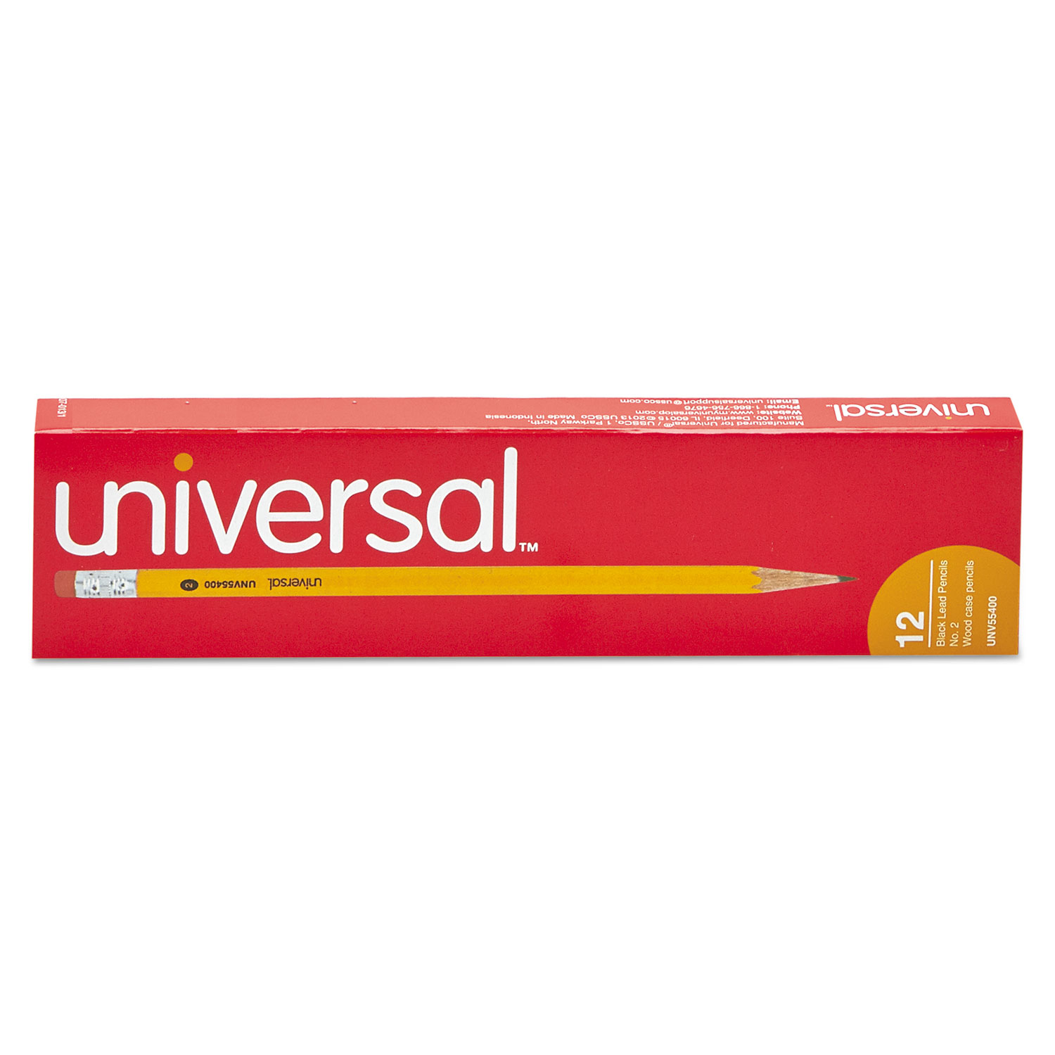 Universal #2 Woodcase Pencil, HB (#2), Black Lead, Yellow