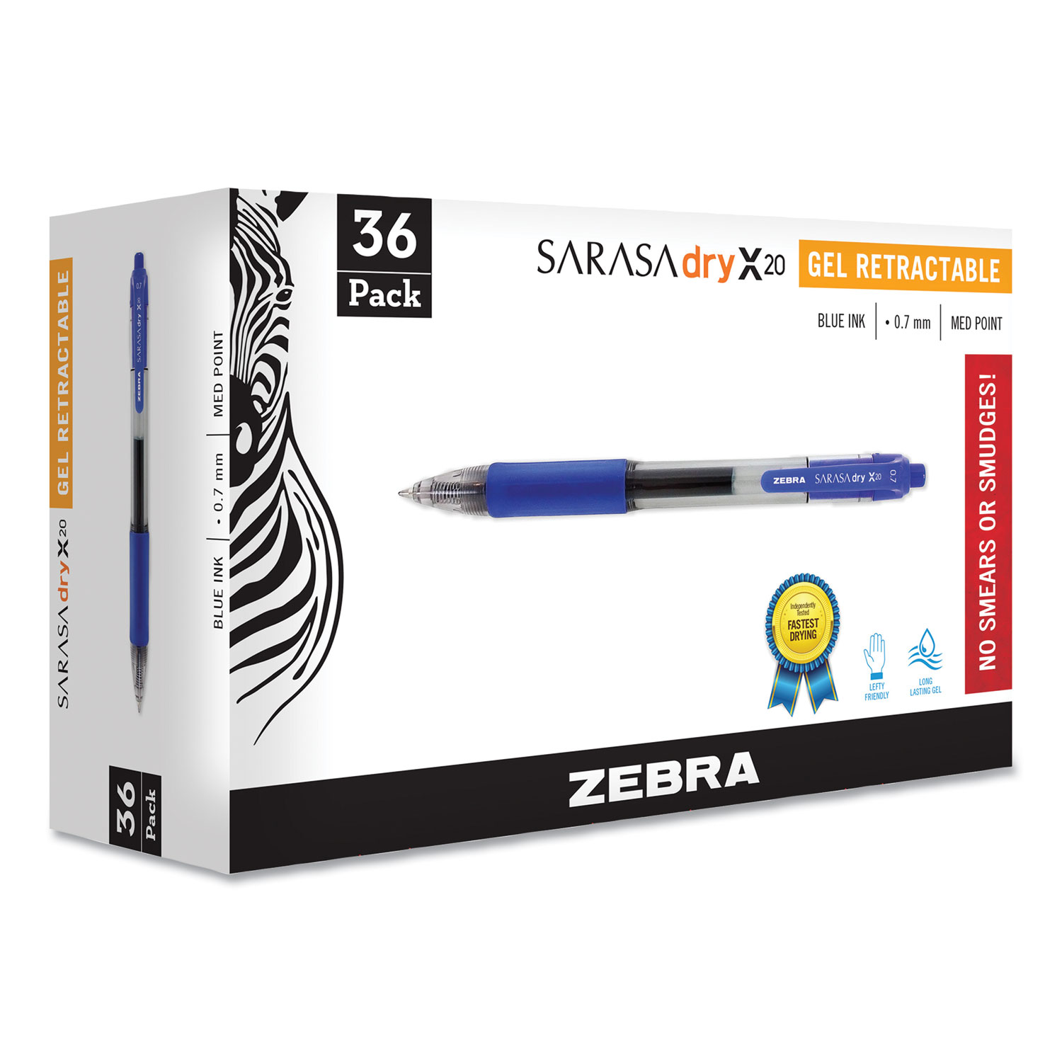 Zebra Sarasa Dry Gel X20 Retractable Gel Pen, Medium 0.7mm