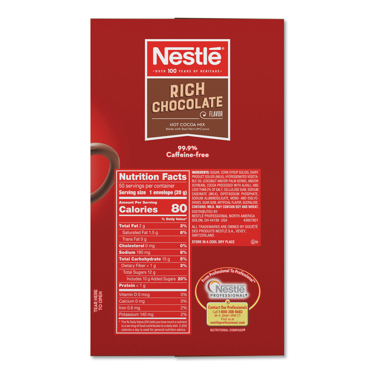 Nestle Hot Cocoa Mix, Rich Chocolate, .71oz, 50/Box (25485