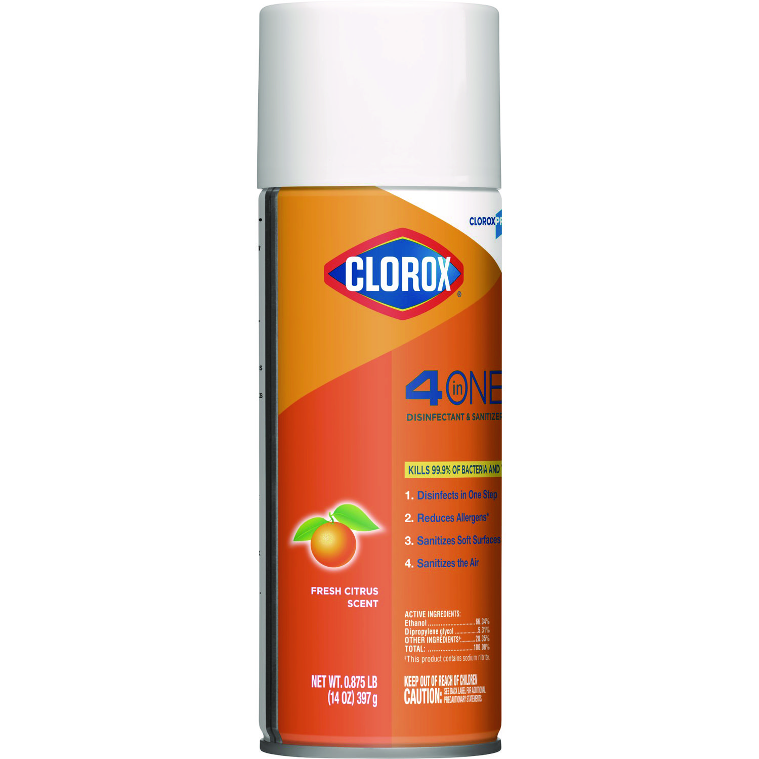 Clorox 4-in-One Disinfectant and Sanitizer, Citrus, 14 oz Aerosol