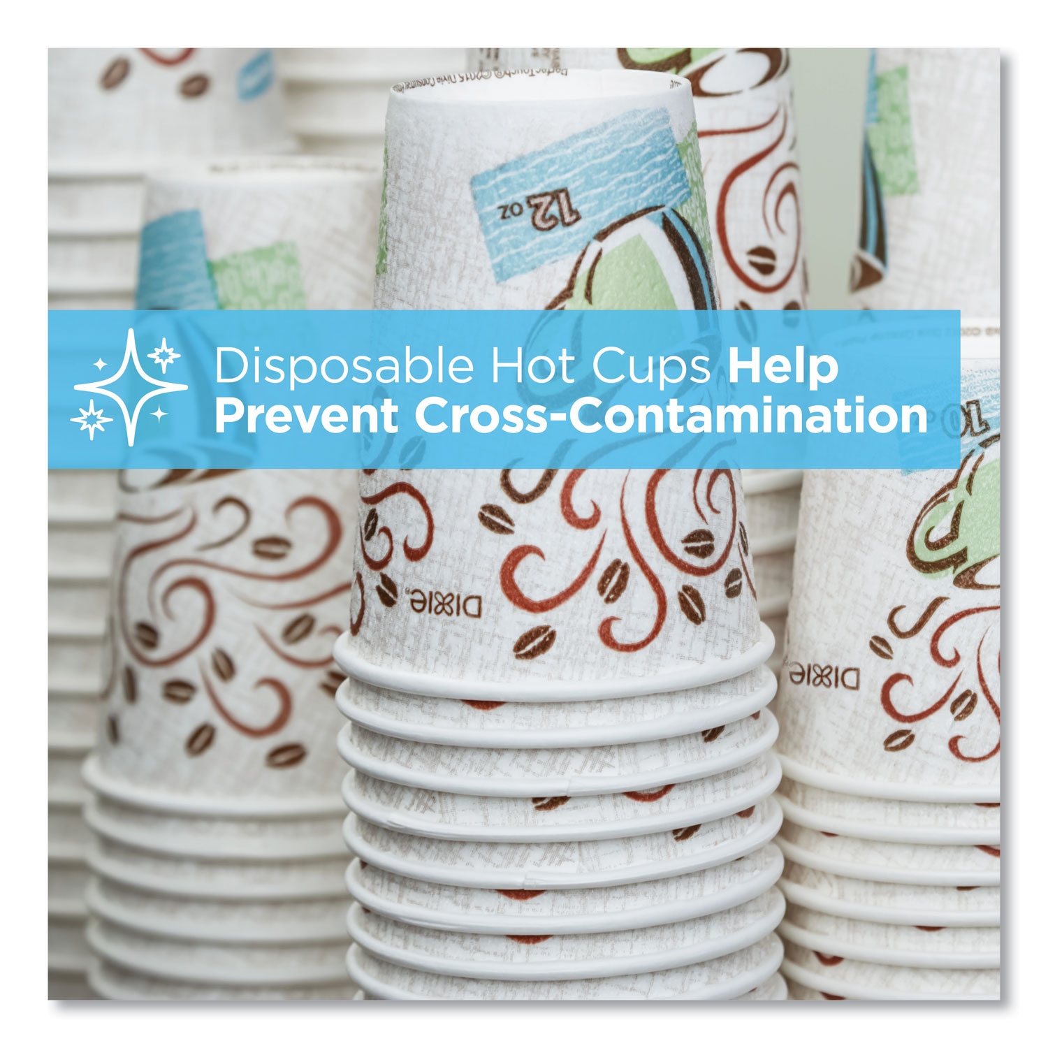 Dixie PerfecTouch Paper Hot Cups, 8 oz, Coffee Haze Design