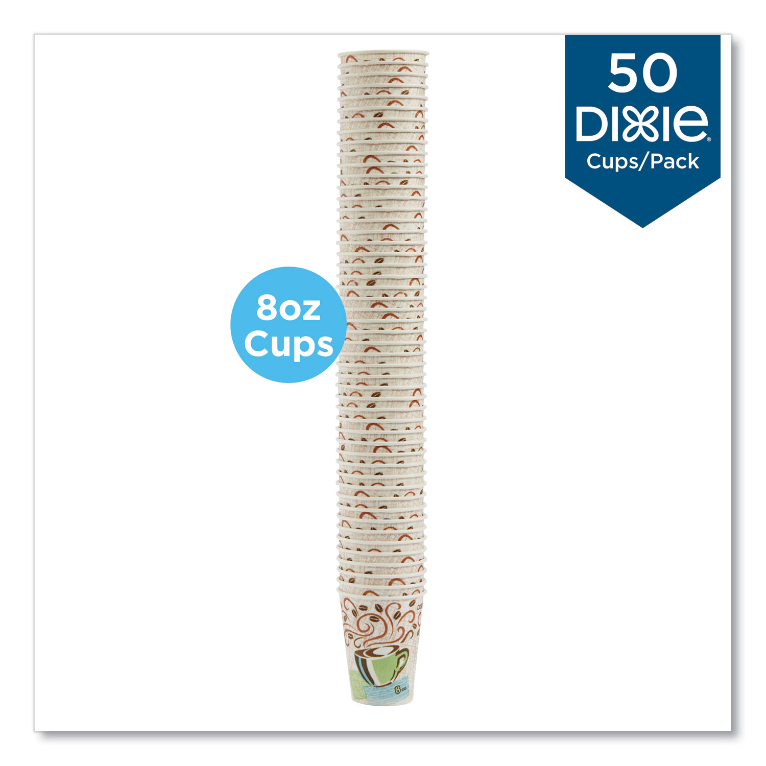 Dixie PerfecTouch Paper Hot Cups, 8 oz, Coffee Haze Design
