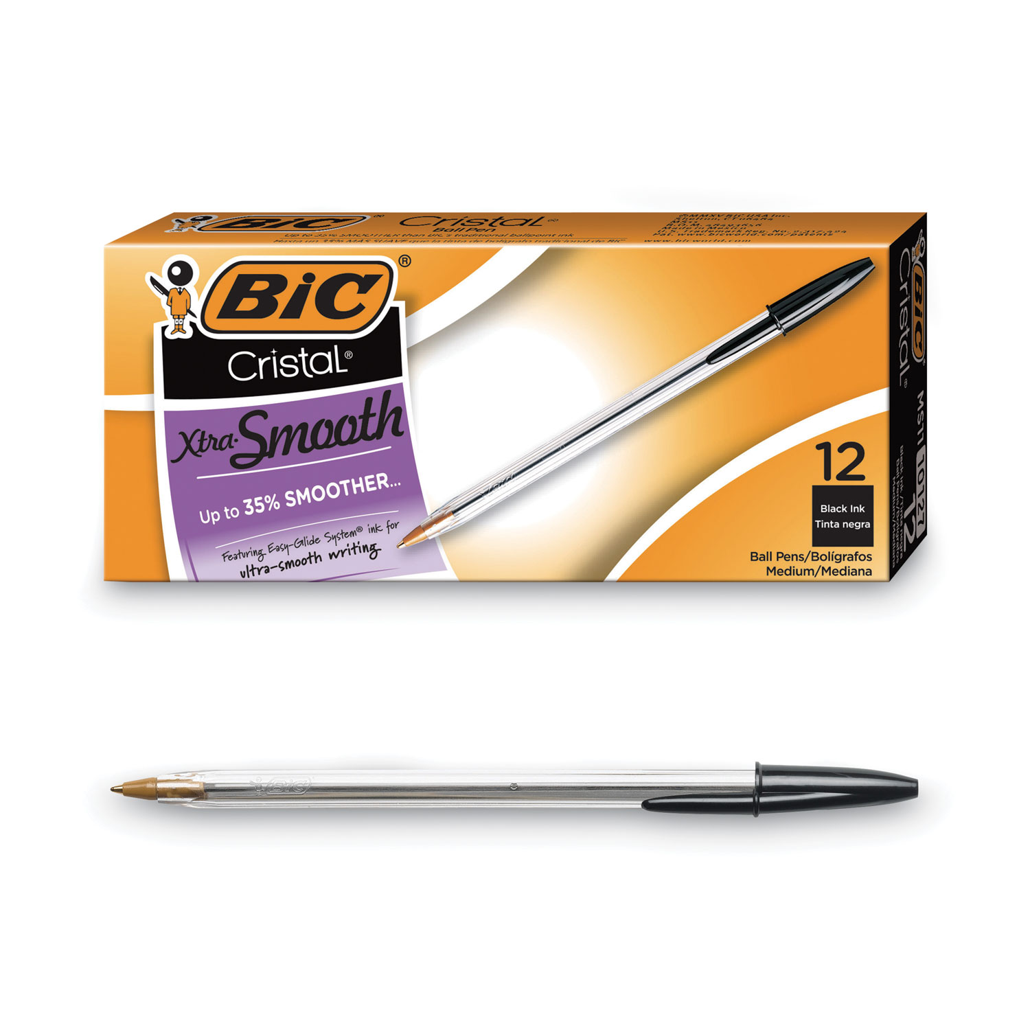 BIC Cristal Xtra Smooth Ballpoint Pen, For Everyday Writing Activities Medium Point