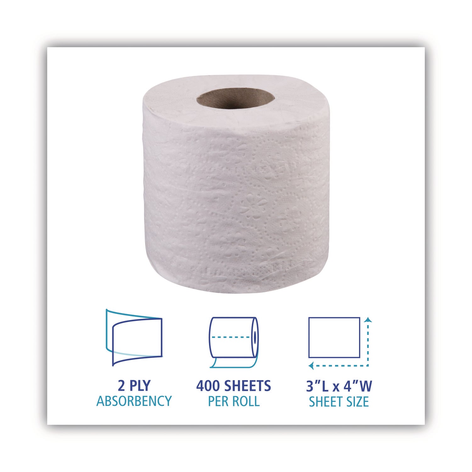 Boardwalk BWK6144 Toilet Paper, 2-Ply, 400 Sheets, 96 Rolls