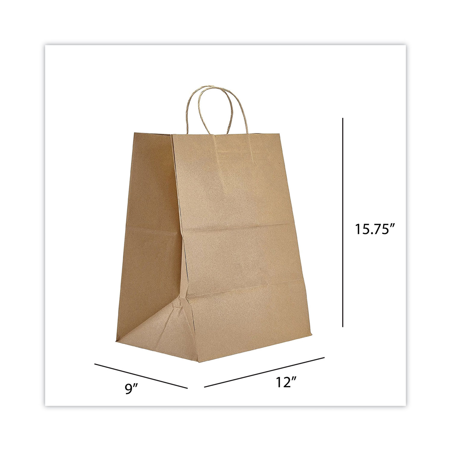 Prime Time Packaging Kraft Paper Bags, Regal, 12 x 9 x 15.75