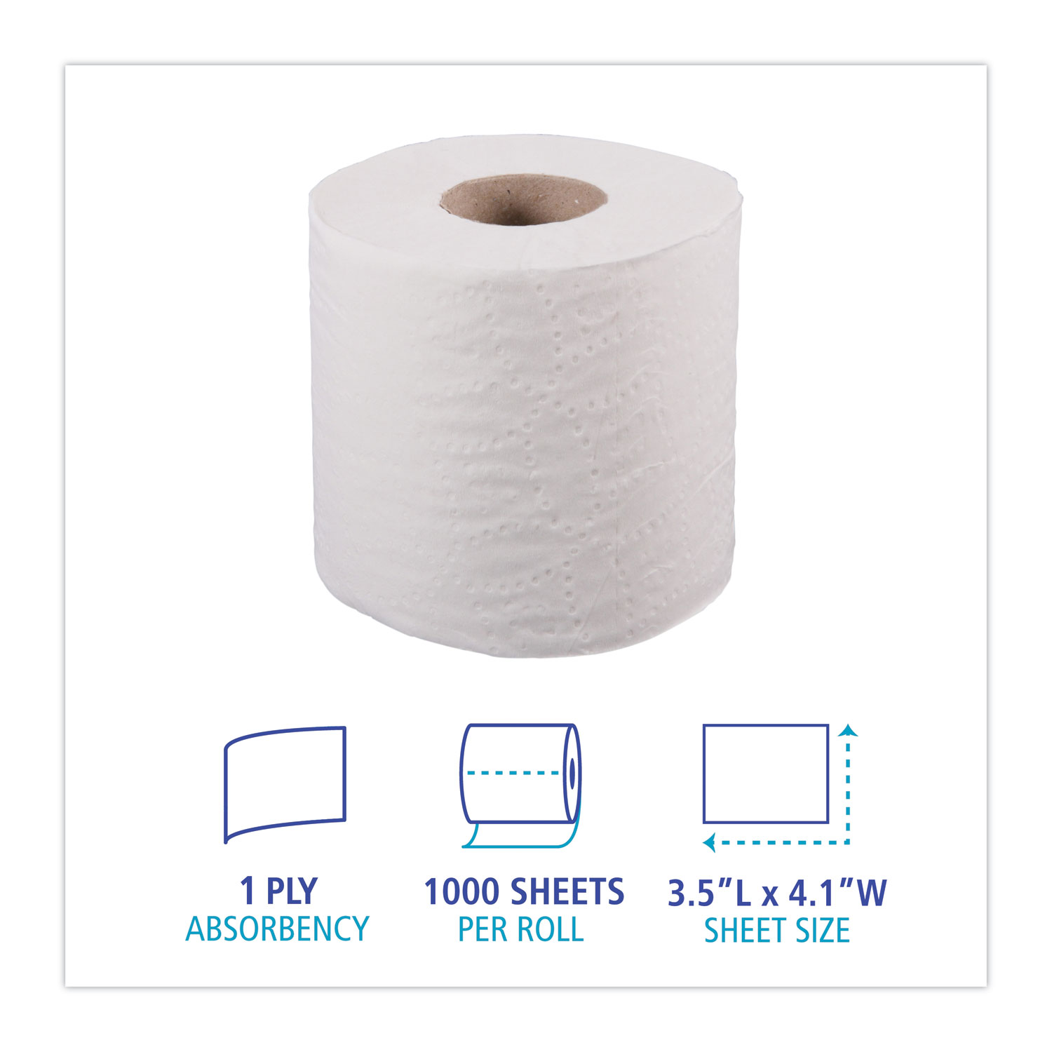 Boardwalk BWK6170B 1-Ply Toilet Paper, Septic Safe, 96 Rolls