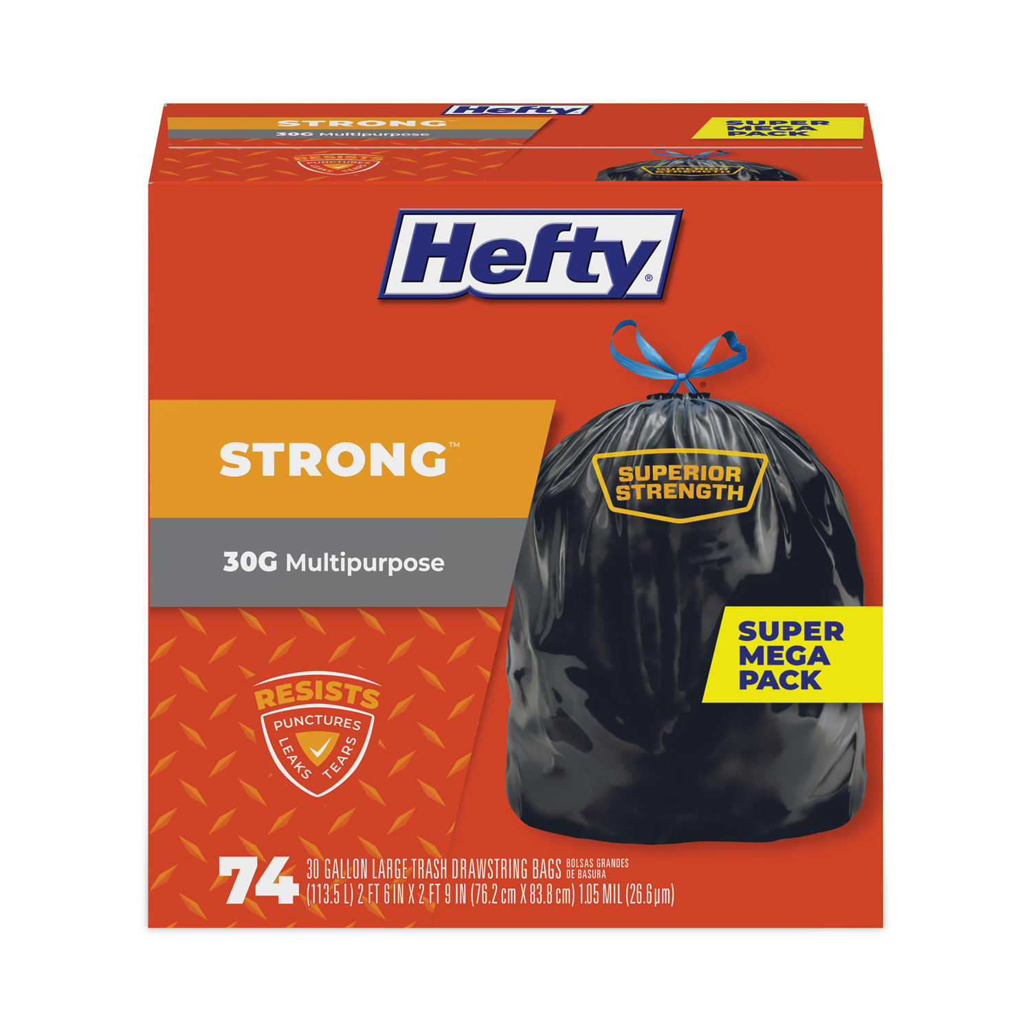 Hefty Ultra Strong Tall Kitchen and Trash Bags, 30 gal, 1.1