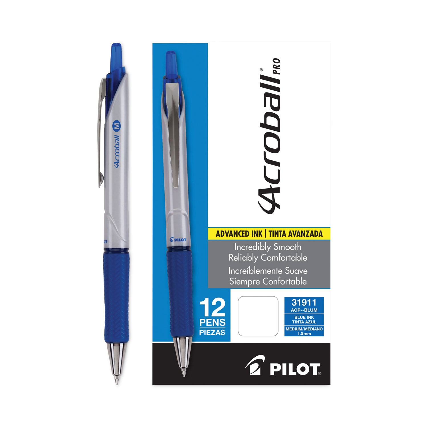 Pack X 3 Bolígrafos Pilot Acroball Recargable 1,0 Mm C Grip