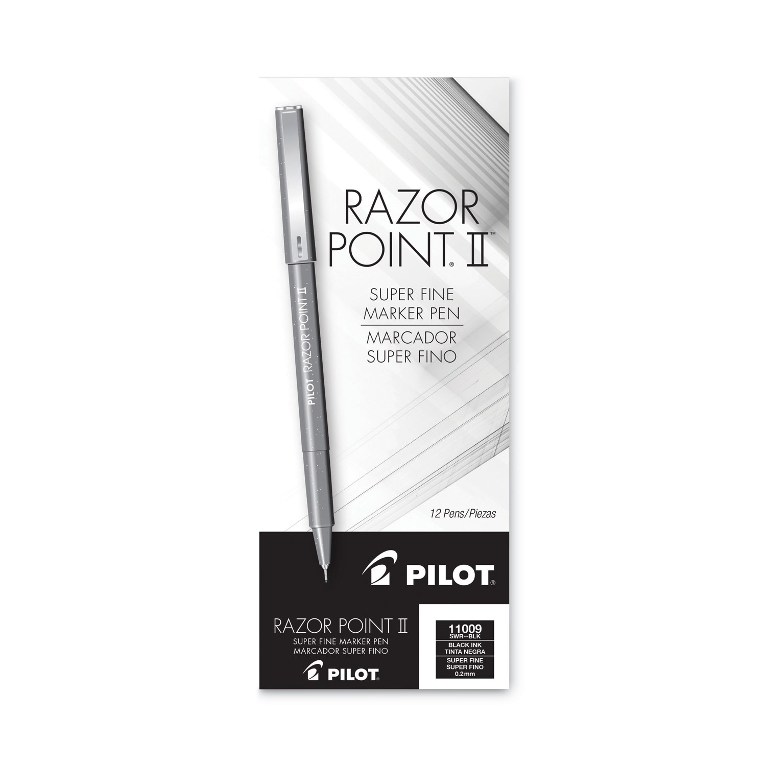 Pilot Razor Point II Stick Porous Point Marker Pen, 0.2mm, Black