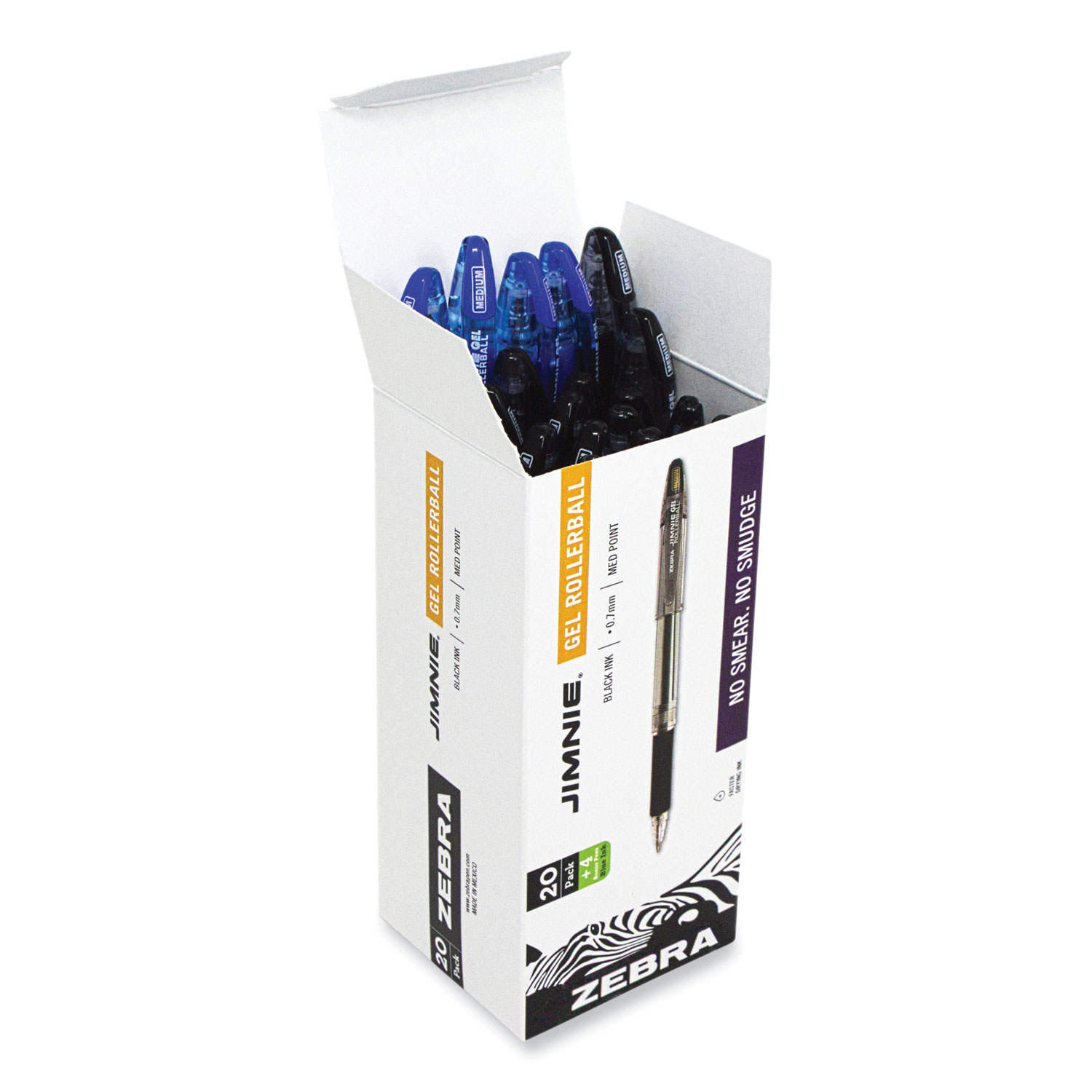 Zebra Jimnie Stick Gel Pen Value Pack, Medium 0.7mm, Black