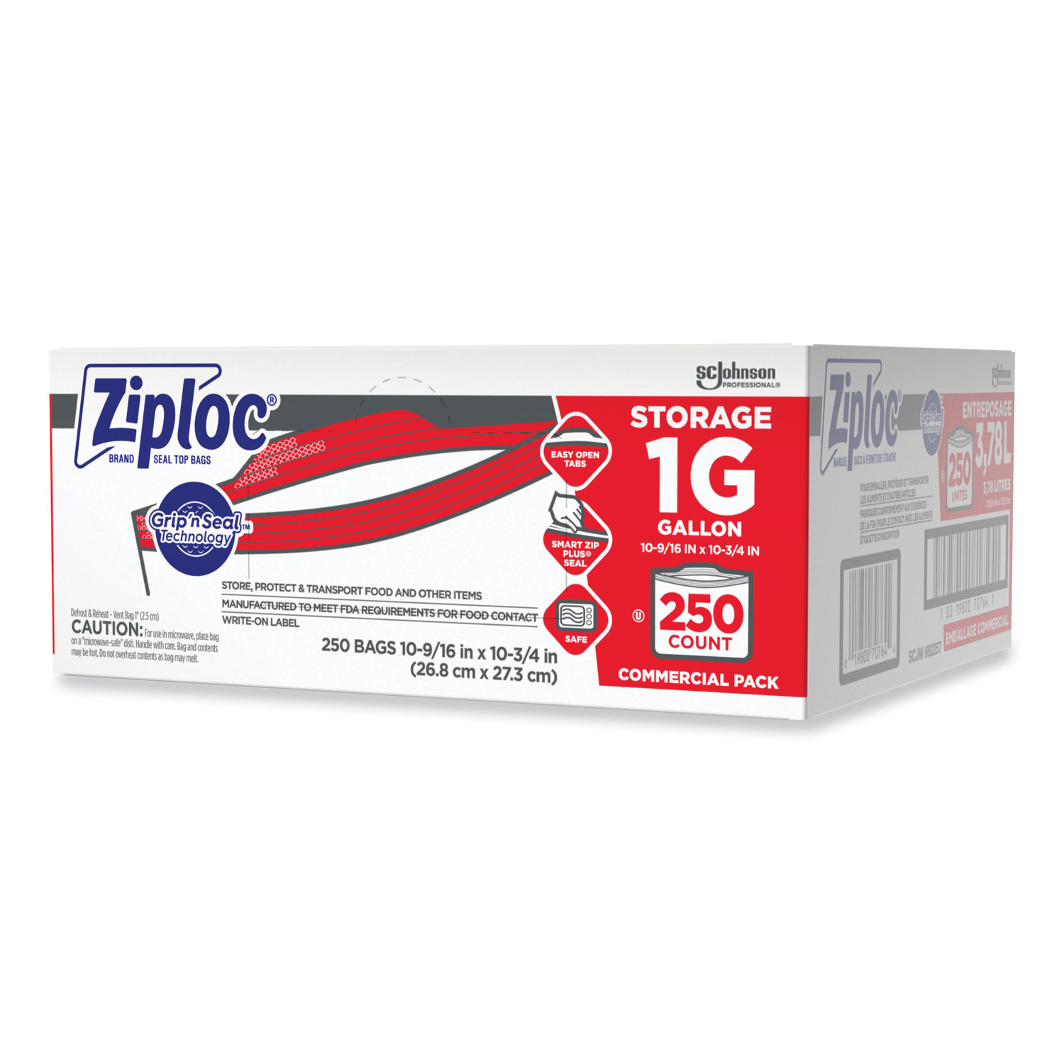 Ziploc Double Zipper Storage Bags, 1 gal, 1.75 mil, 10.56