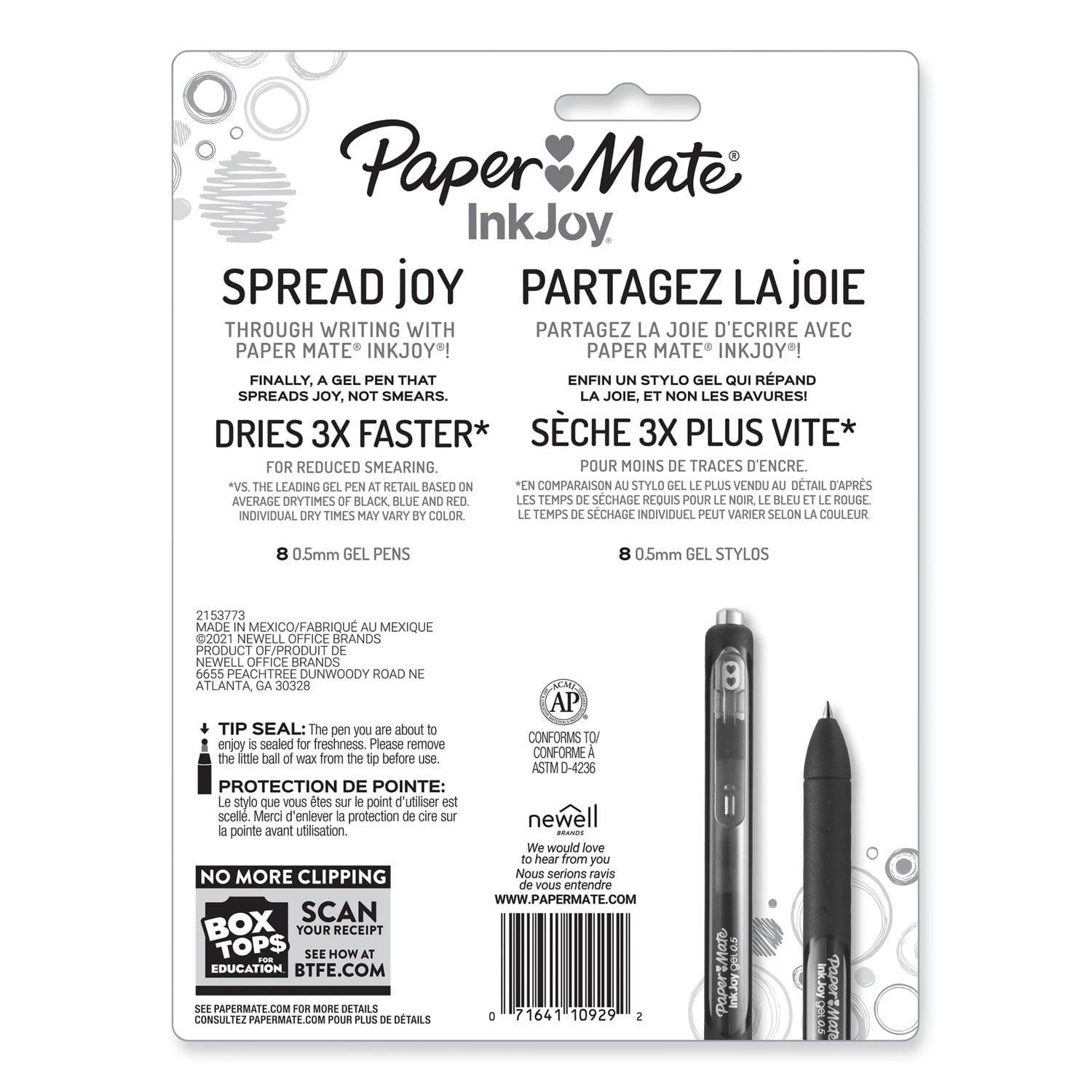 Paper Mate InkJoy Gel Pen, Retractable, Fine mm, Assorted Ink