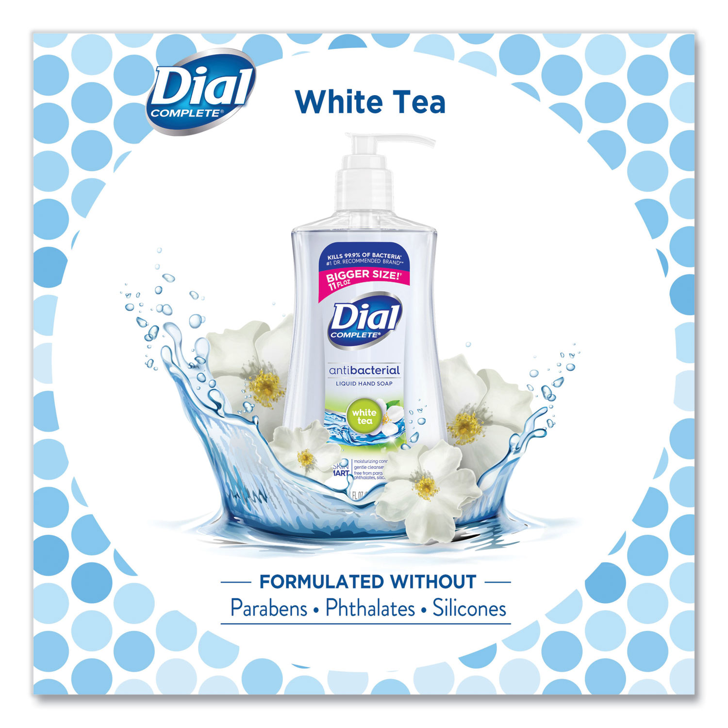 Dial Antibacterial Liquid Hand Soap, White Tea Scent, 11 oz Pump
