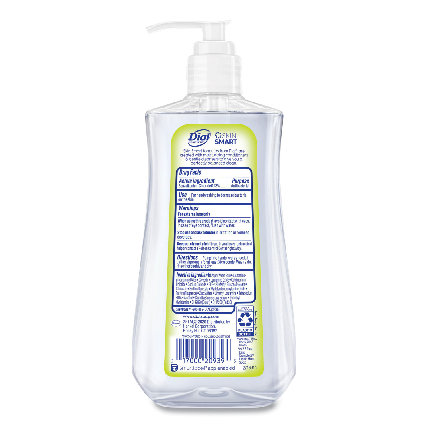 Dial Antibacterial Liquid Hand Soap, White Tea Scent, 11 oz Pump