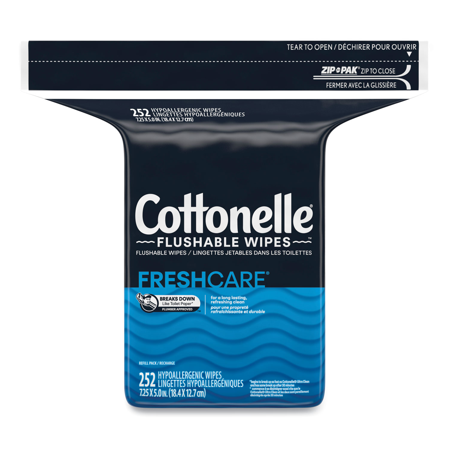 Cottonelle Flushable Wet Wipes, Zip Pack Refill, White, x