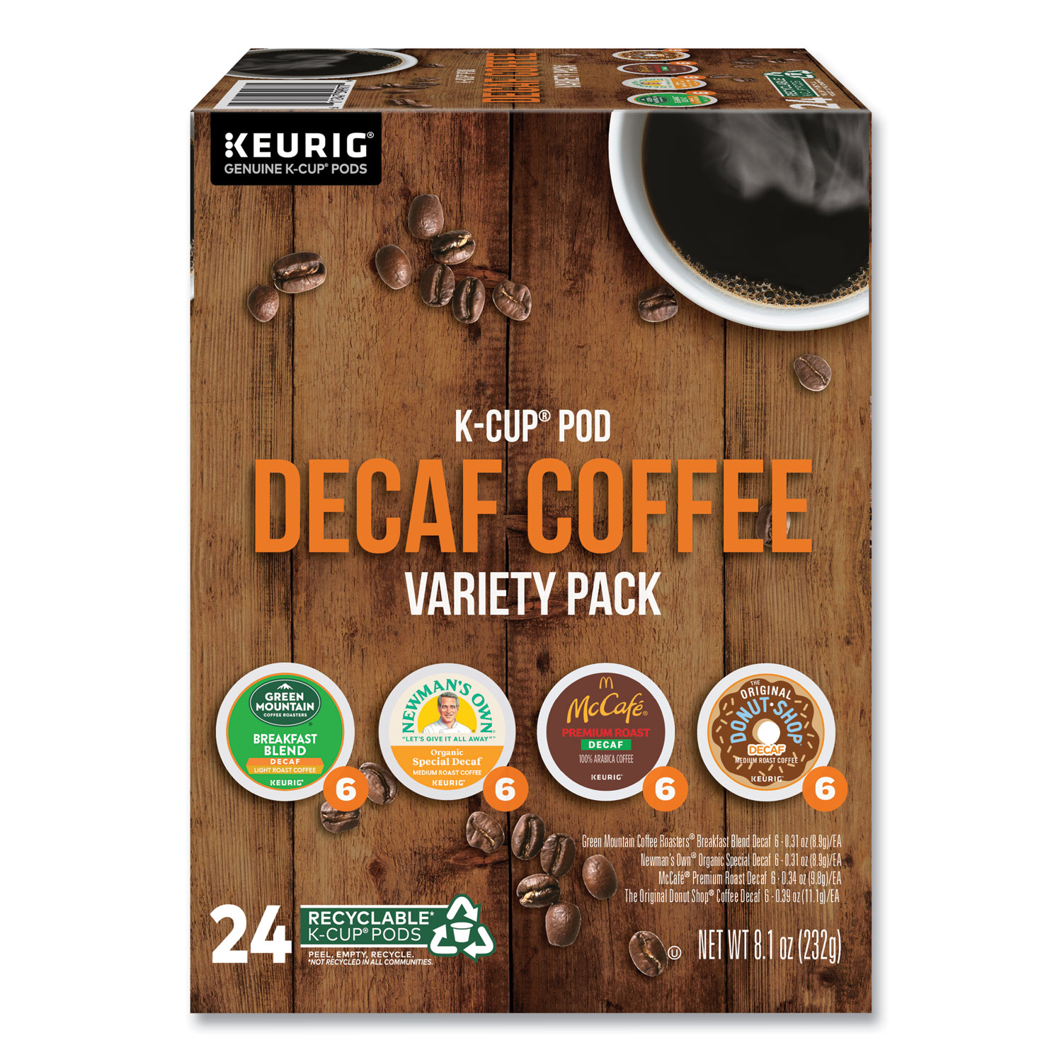Keurig Decaf Variety Coffee K-Cups, Assorted Flavors, oz K