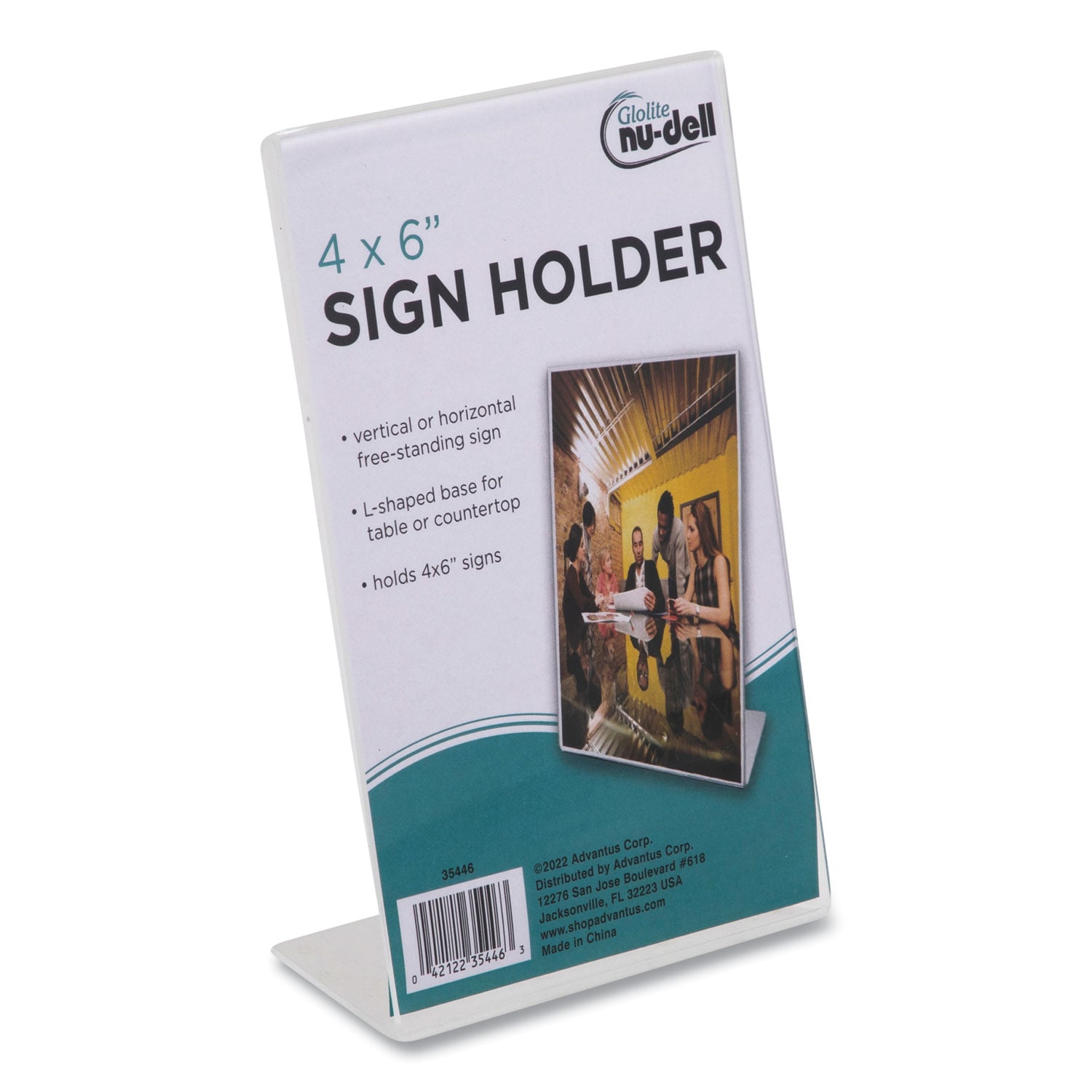 NuDell Clear Plastic Sign Holder - Stand-Up Slanted 8.5 X 11 Inch Display Frame