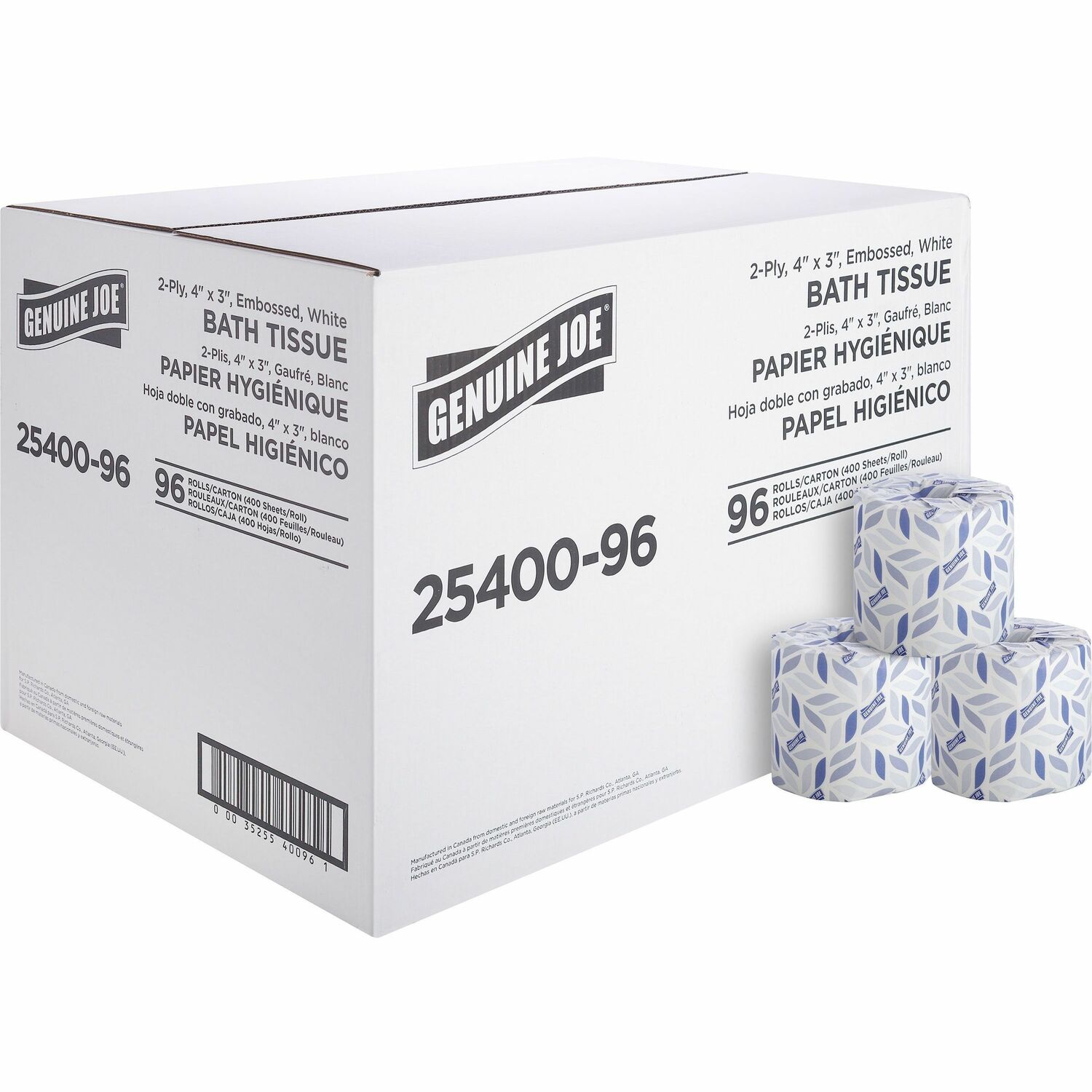 Genuine Joe 2540096 Standard Toilet Paper, 2-Ply, 400 Sheets