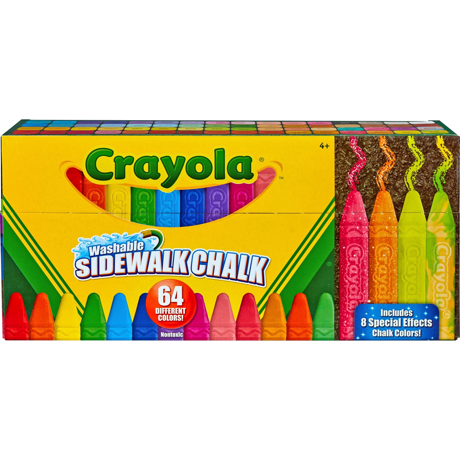 Crayola Sidewalk Chalk 64 Count Washable anti-roll sticks (512064