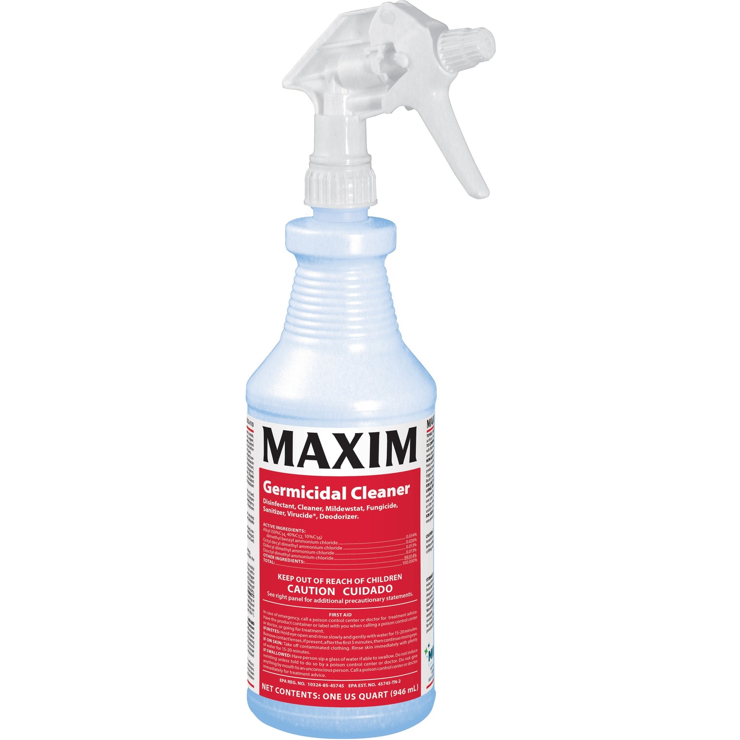 Maxim Germicidal Cleaner, Lemon Scent, 32 oz Bottle, 12 Bottles