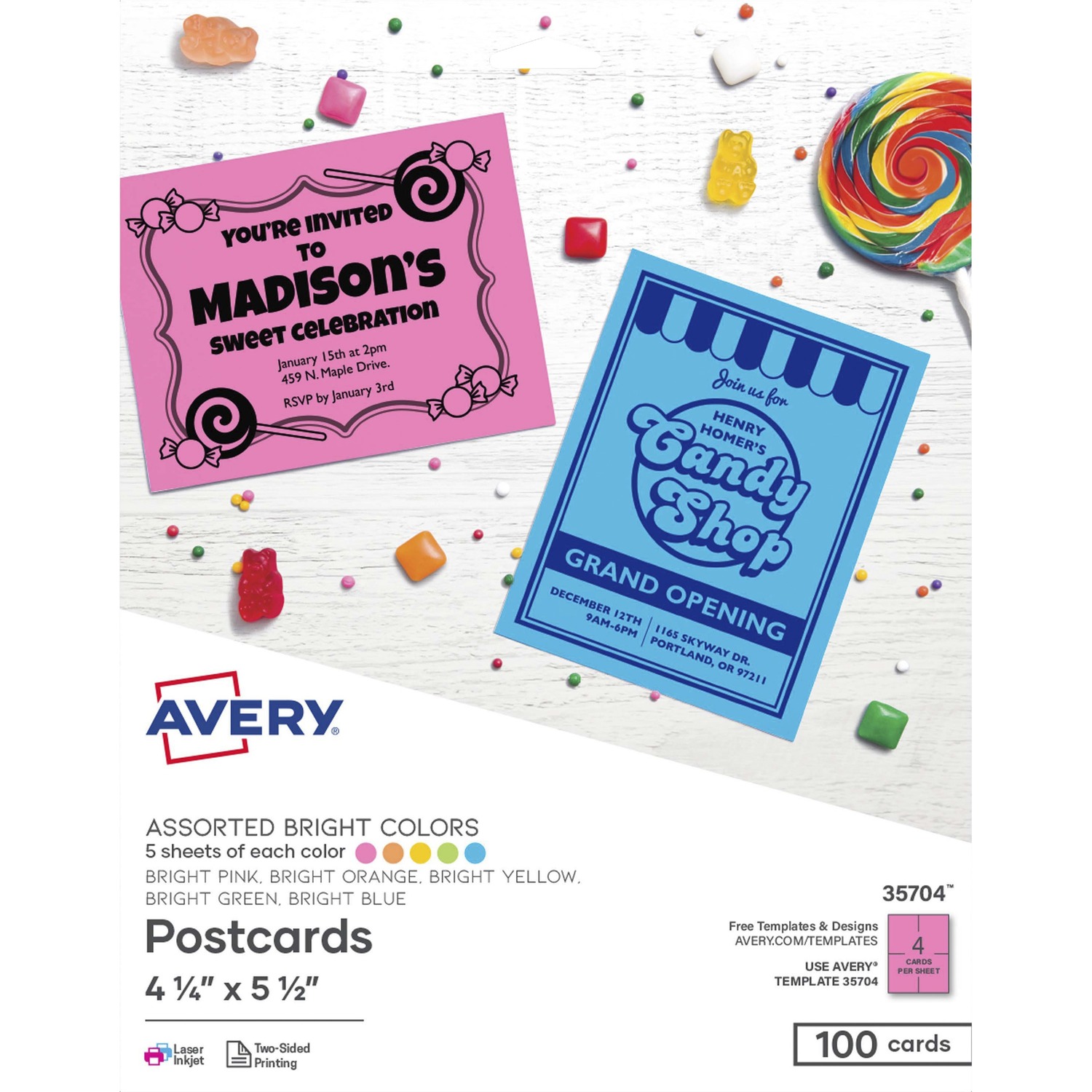 Avery Astrobrights Laser, Inkjet Postcard - 30% Recycled (35704) |  OfficeCrave.com