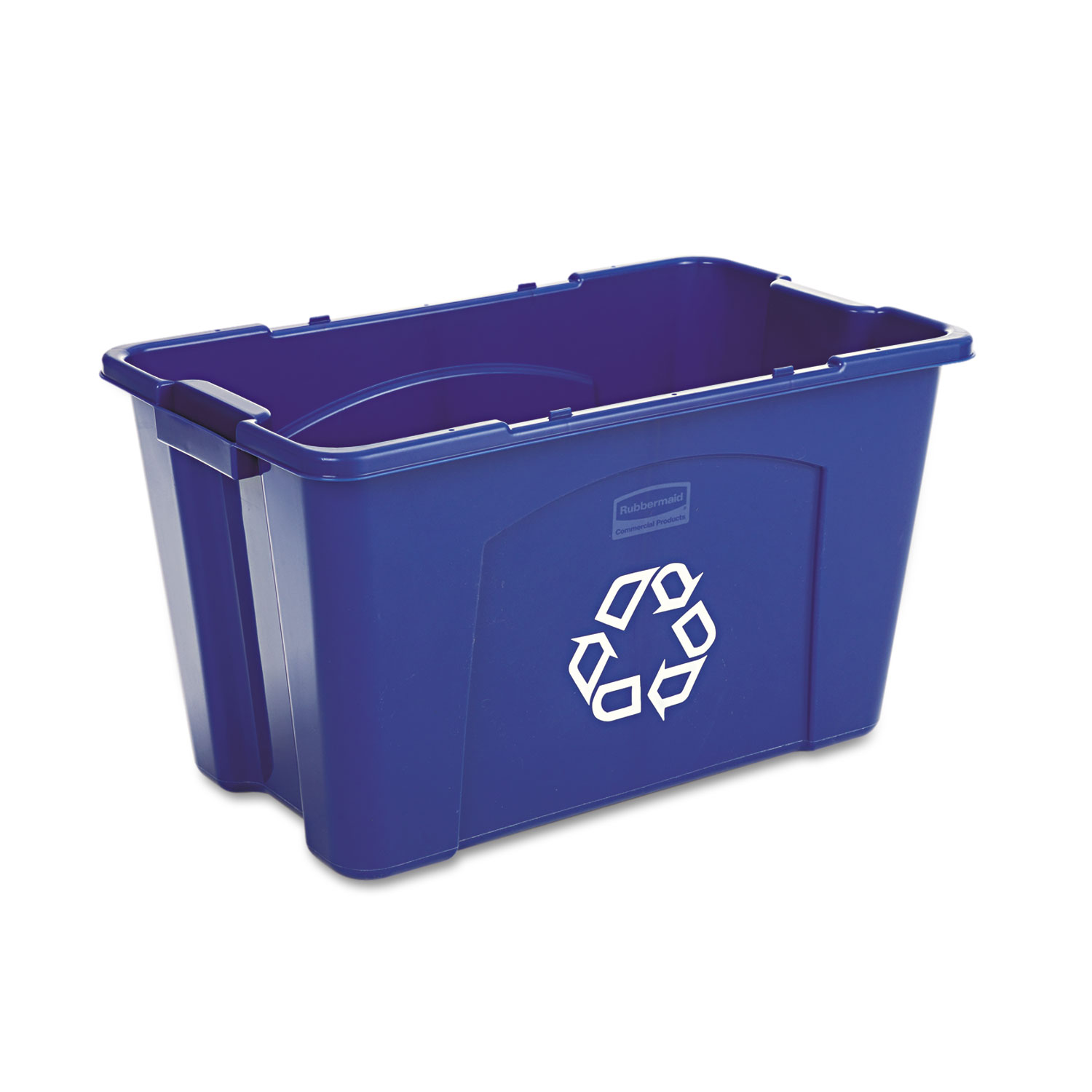 Rubbermaid Commercial Stacking Recycle Bin, 18 gal, Polyethylene, Blue