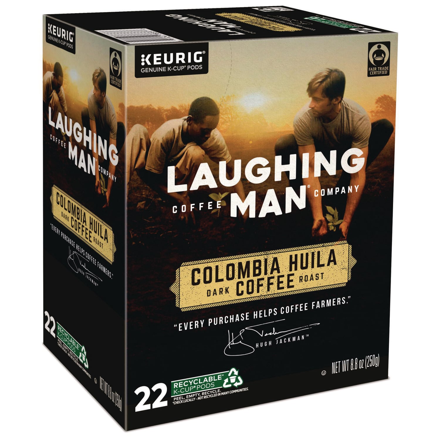 Laughing Man Coffee Colombia Huila K-Cup Pods, 22/Box (8337