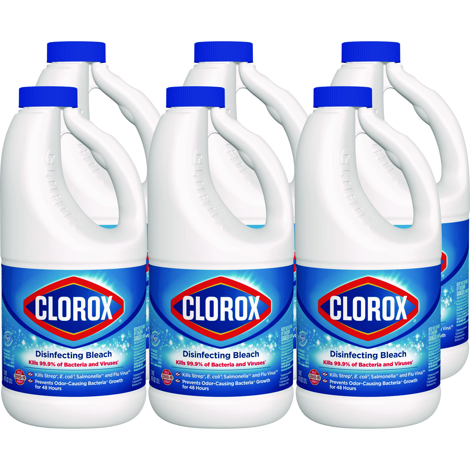 Clorox Regular Bleach with CloroMax Technology, 43 oz Bottle, 6